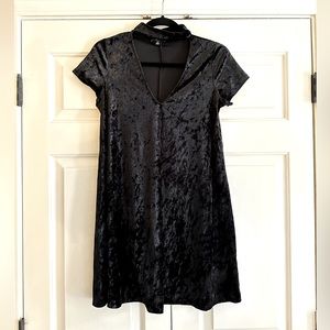 Black Velvet Mini Dress - S
